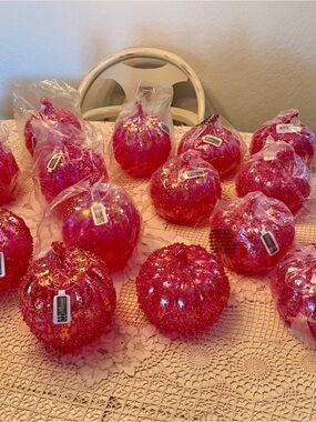 Set 16 Allstate Floral Sparkle Pumpkins Pink Sequin